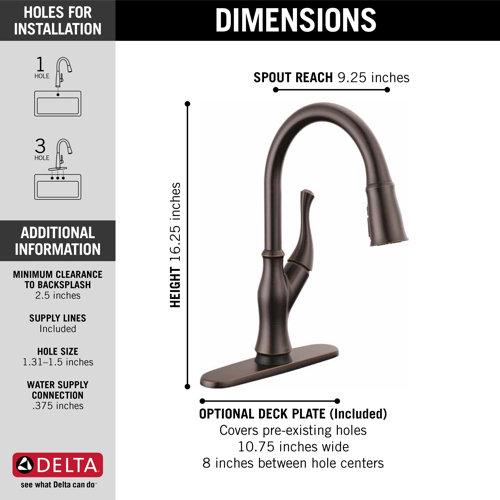 Delta Ophelia Pull Down Sprayer Touch Kitchen Sink Faucet, Touch